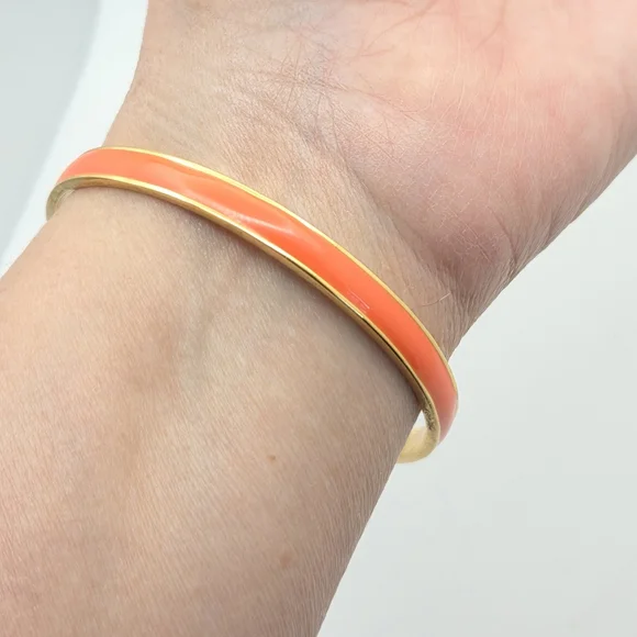 Kate Spade New York Skinny Mini Bow Enamel Bangle - Gold & Coral/Orange - Picture 10 of 14